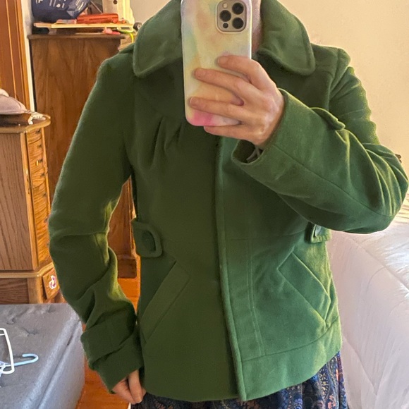 Green pea coat army green - Picture 2 of 5